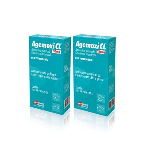 Agemoxi CL 250mg -  Amoxicilina + Clavulanato de Potássio 10 Comprimidos