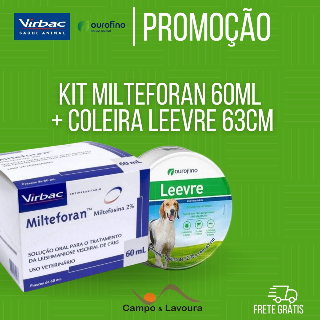 KIT MILTEFORAN 60 ML VIRBAC + COLEIRA LEVREE 63CM