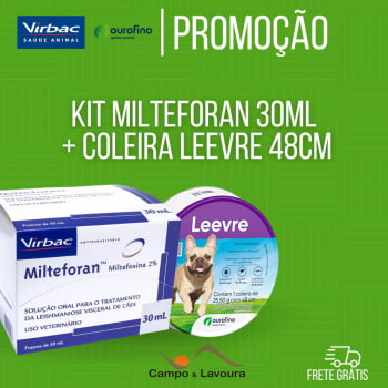 KIT MILTEFORAN 30 ML VIRBAC + COLEIRA LEEVRE PEQUENA 48CM